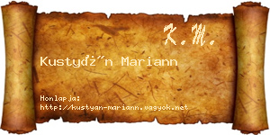 Kustyán Mariann névjegykártya